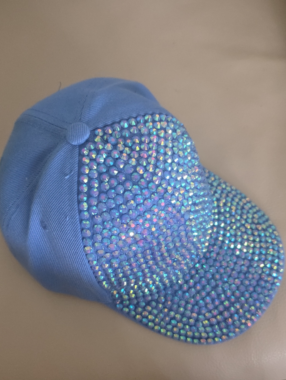 Sparkling Blue Rhinestone Baseball Cap - Picture 3 of 4